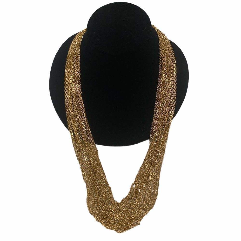 Vintage Crown Trifari 15 Strand Gold Necklace